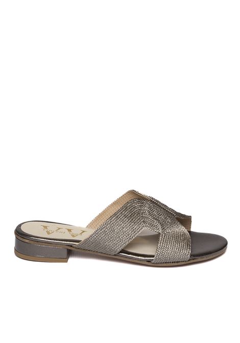 Pewter rafia sandal VINCENT VEGA | LEYTON PT20RAFIA-PLOMO